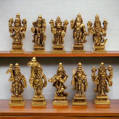 Buy Brass Vishnu Dashavatar idols set - 3 inch Nikuressence