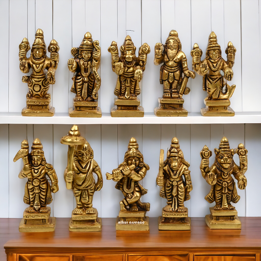 Buy Brass Vishnu Dashavatar idols set - 3 inch Nikuressence