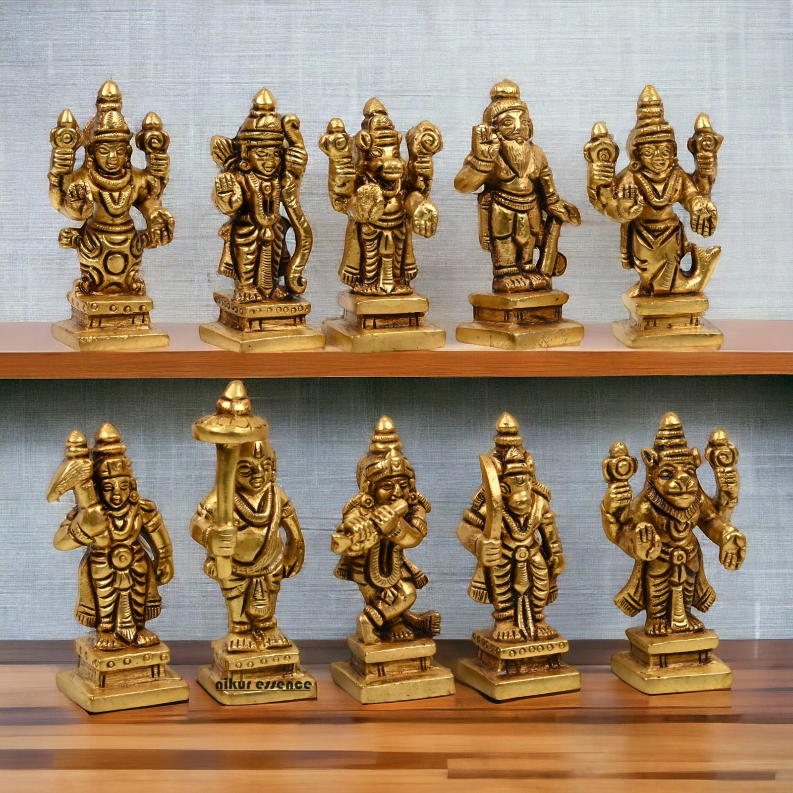 Buy Brass Vishnu Dashavatar idols set - 3 inch Nikuressence