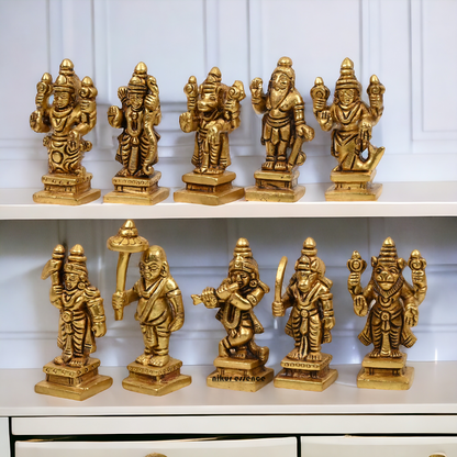 Buy Brass Vishnu Dashavatar idols set - 3 inch Nikuressence