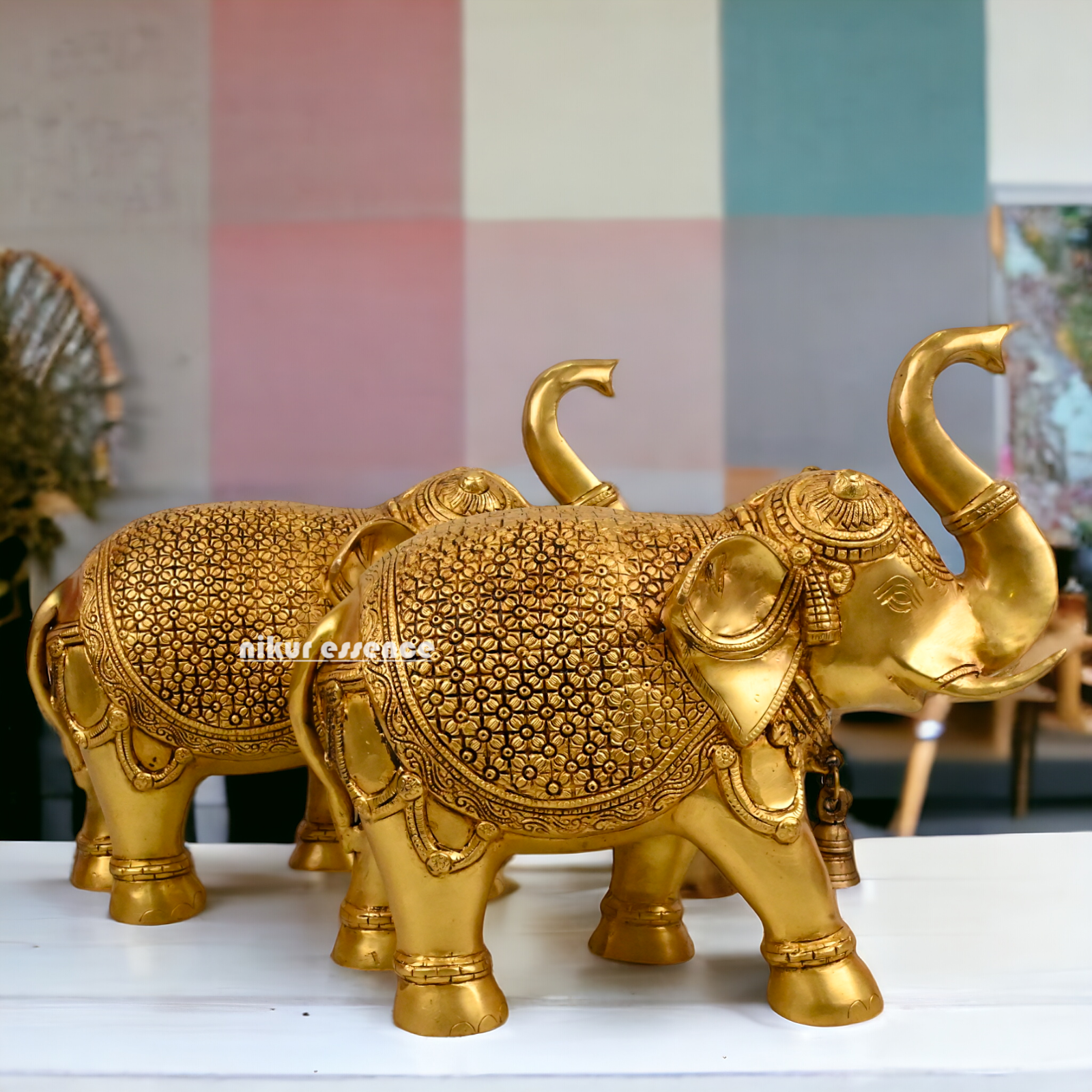 Buy a pair of Brass Elephant Statue - by Nikur Essence Nikuressence