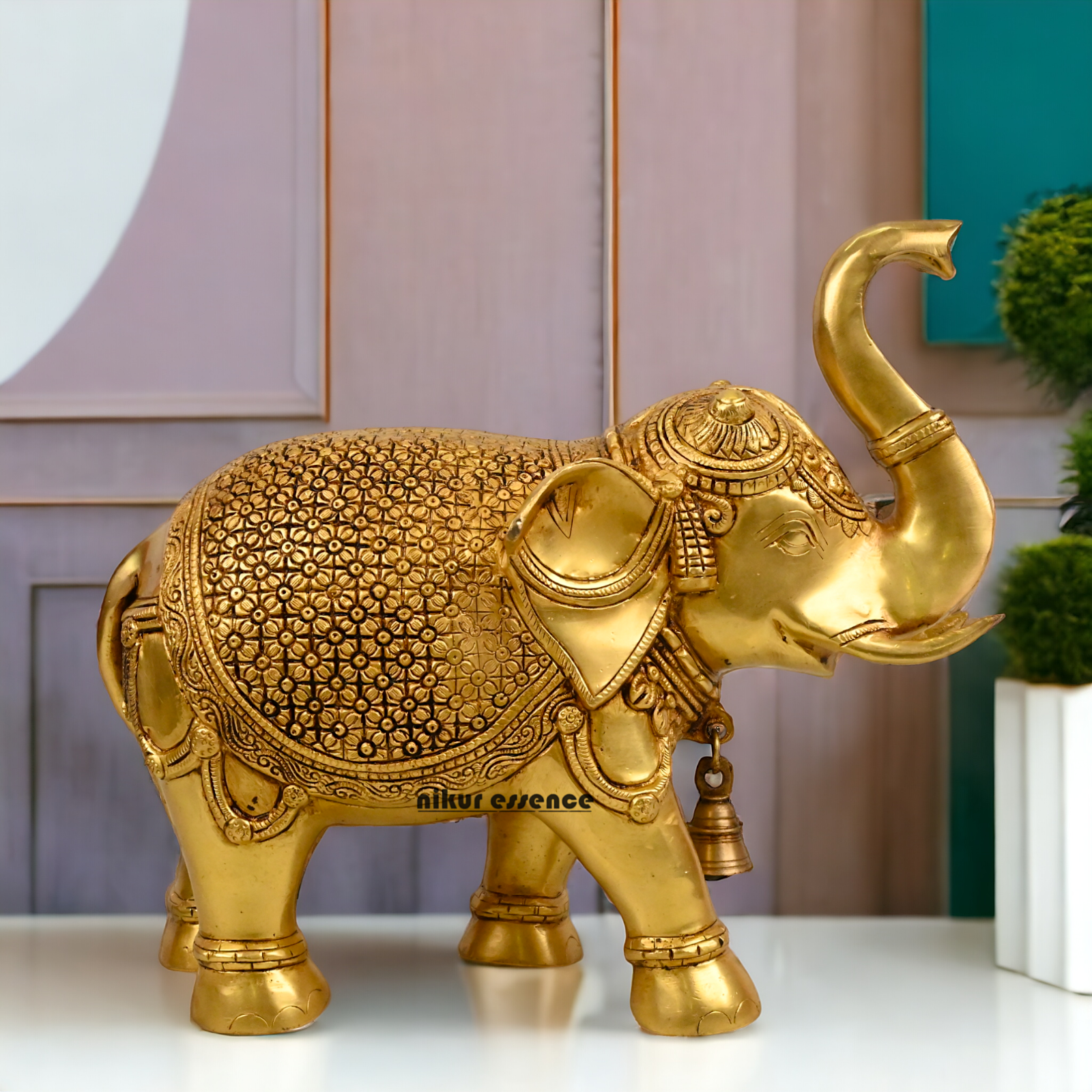Buy Brass Elephant Statue - 12 inch by Nikur Essence Nikuressence