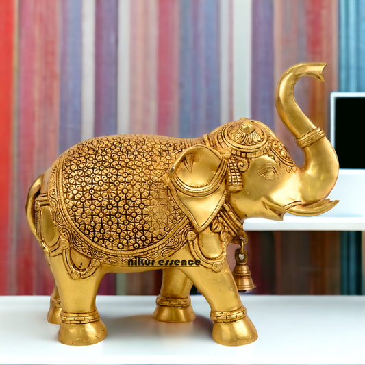Buy Brass Elephant Statue - 12 inch by Nikur Essence Nikuressence