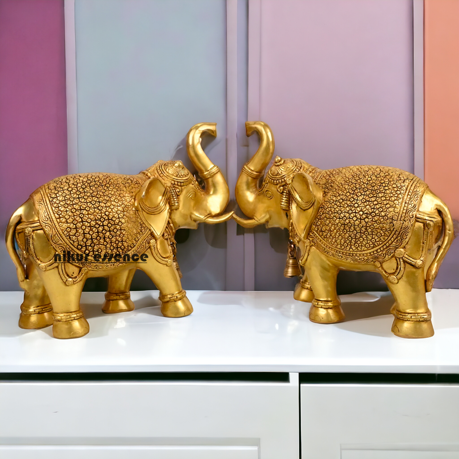 Buy a pair of Brass Elephant Statue - by Nikur Essence Nikuressence