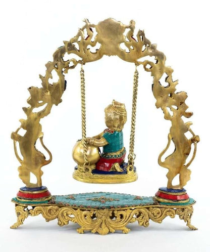 Gopala Swing jhula in Stone Work | Brass Swing jhula in Stone Work- nikuressence nikuressence