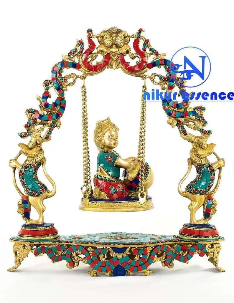 Gopala Swing jhula in Stone Work | Brass Swing jhula in Stone Work- nikuressence nikuressence