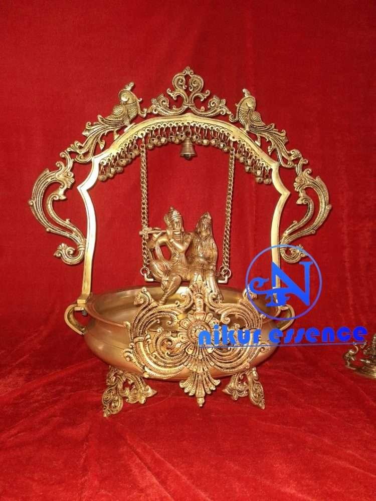 Radha Krishna Jhula with Urli | Brass Radha Krishna Jhula | Pure Brass Radha Krishna Jhula Nikuressence