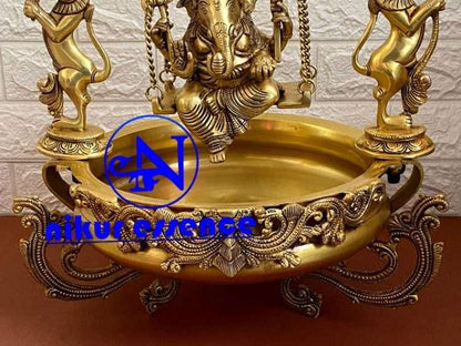 Brass Urli with Elegant Ganesha Swing Design Nikuressence