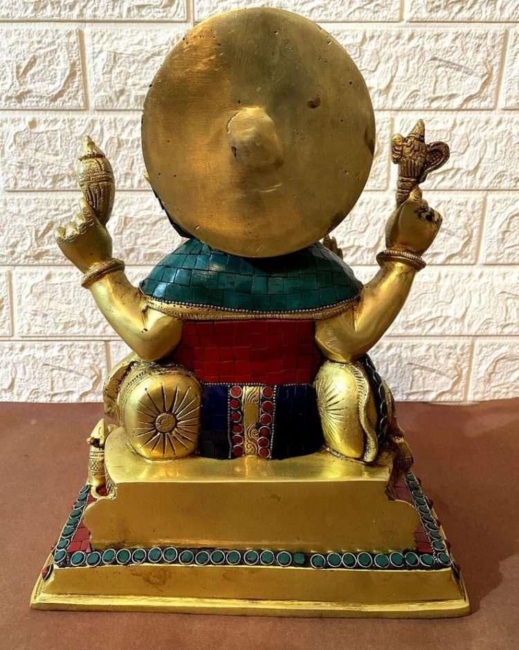 Online Buy Ganesha Brass Statue with Intricate Beautiful Stone Work and Fine Details Nikuressence