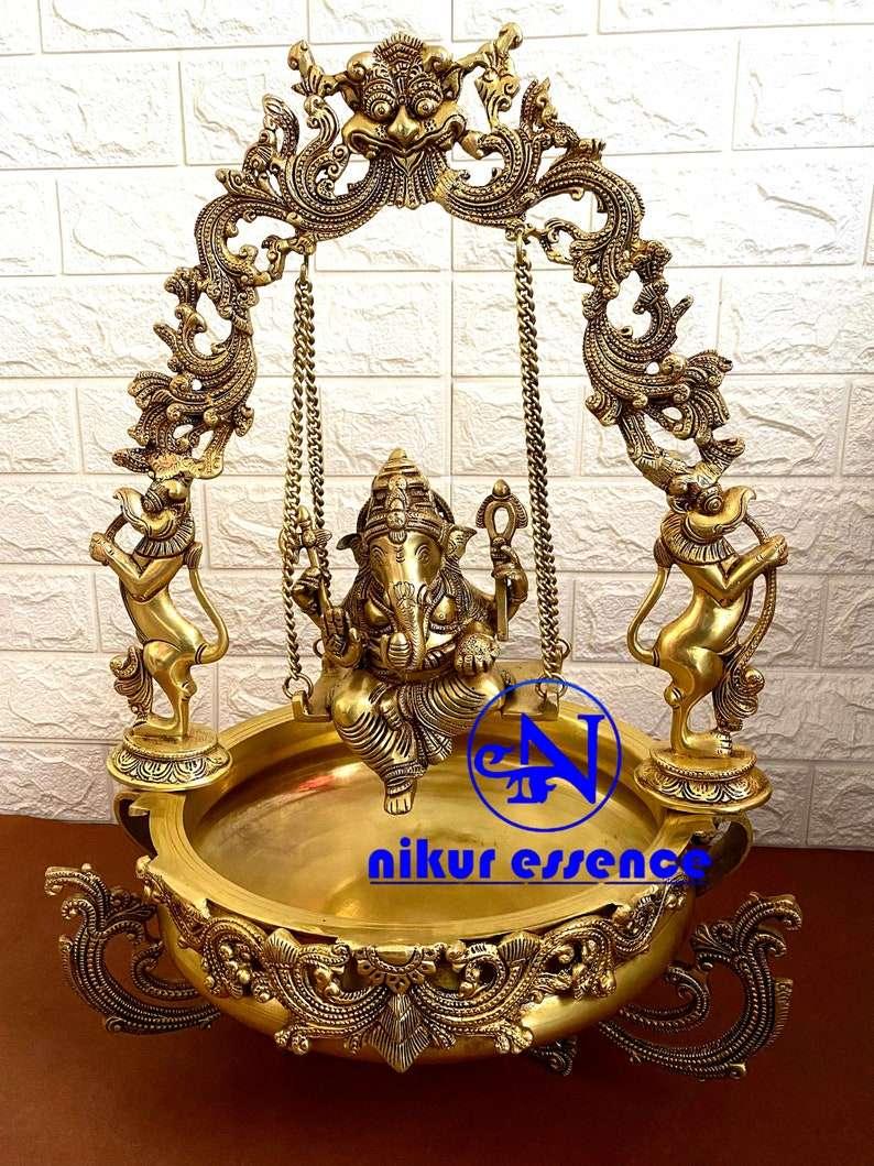 Brass Urli with Elegant Ganesha Swing Design Nikuressence