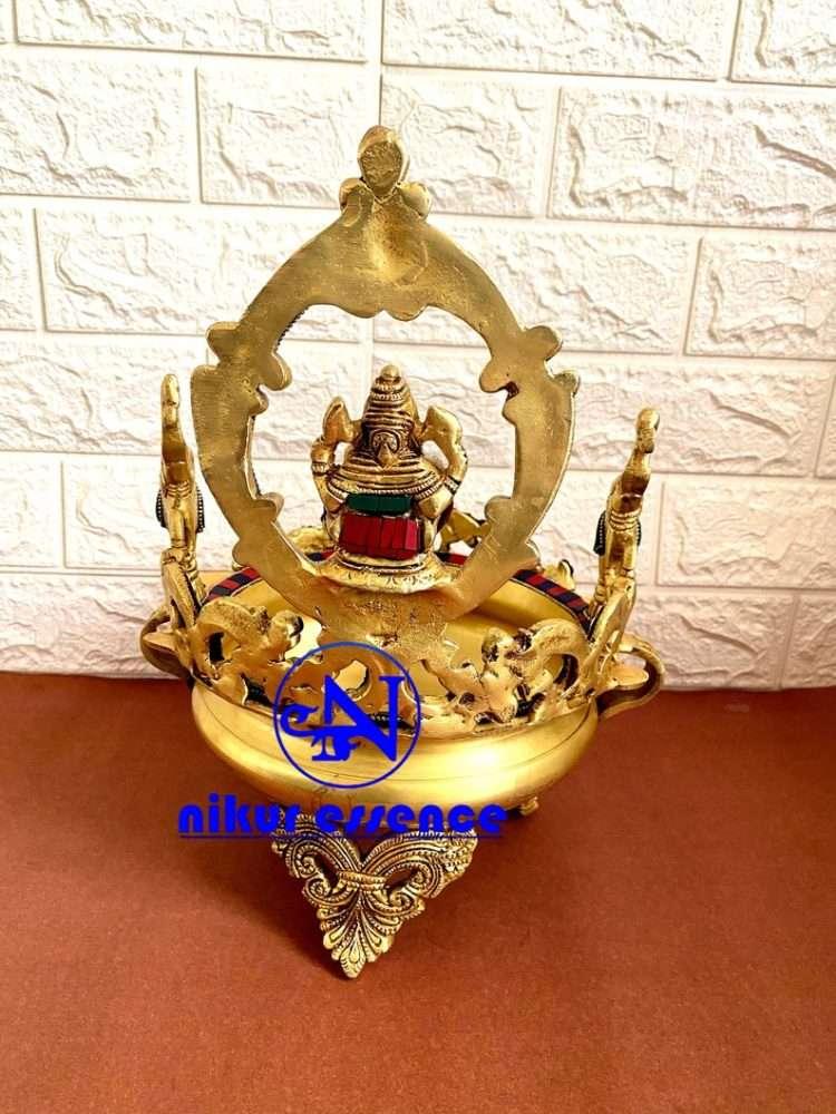 Buy Online Brass Ganesha Urli with Stone work Nikuressence