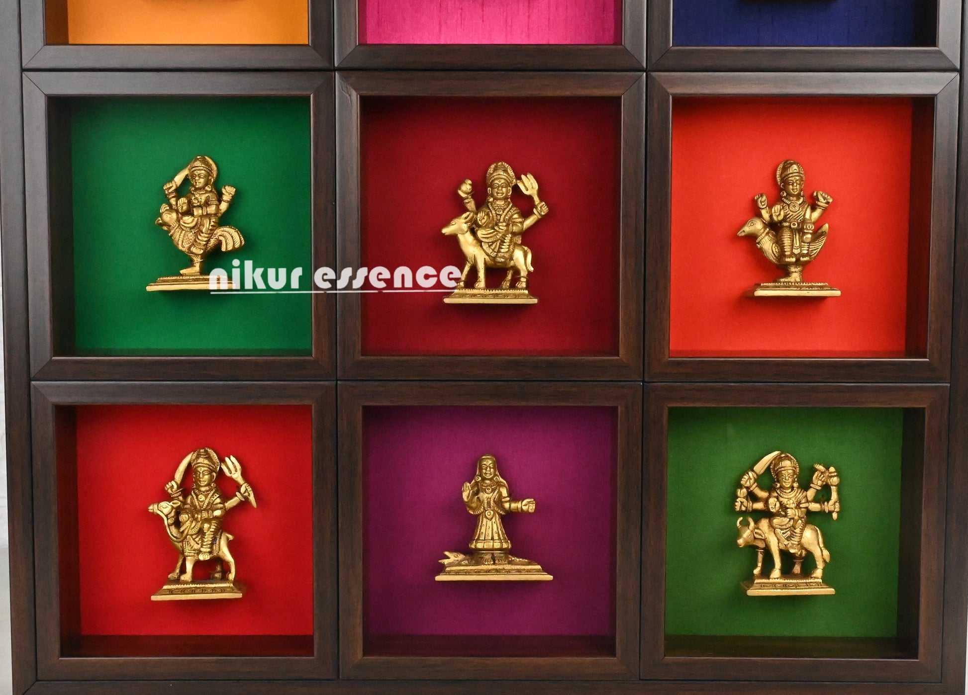 Brass Navdurga Idols with solid frame Nikuressence