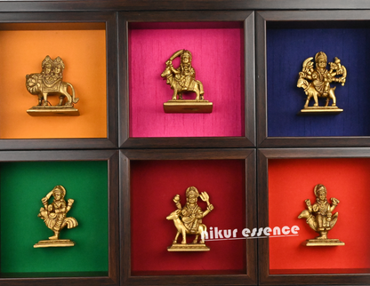 Brass Navdurga Idols with solid frame Nikuressence