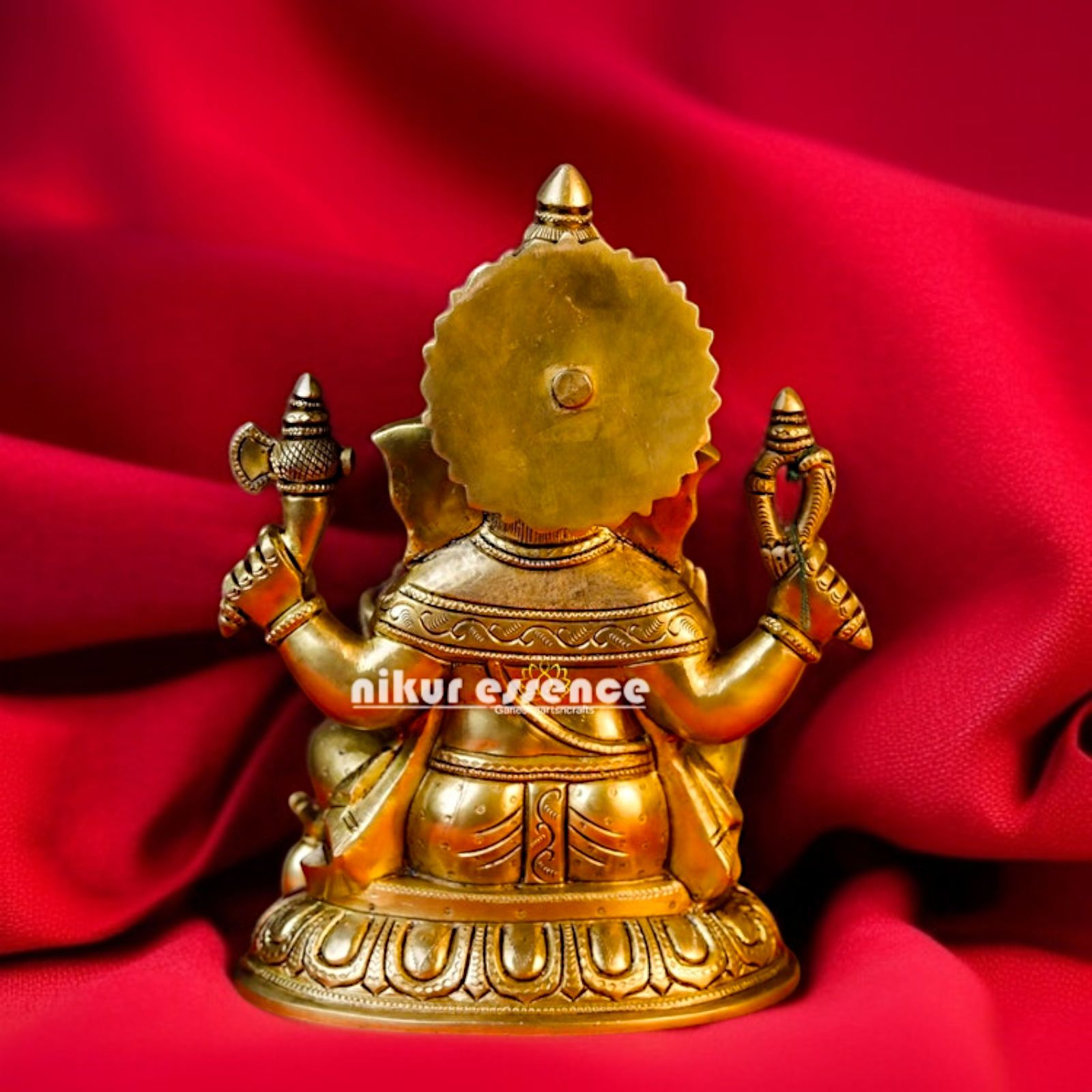 Pure Brass Ganpati Bappa morya Ganesha Blessing Idol - 12 inches Nikuressence