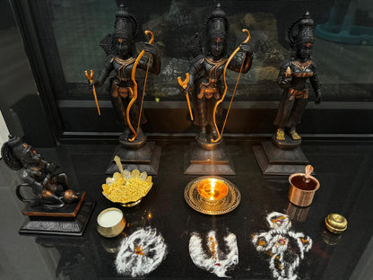 Brass Black Ram Darbar Blessing set statue - 19 Inches Nikuressence