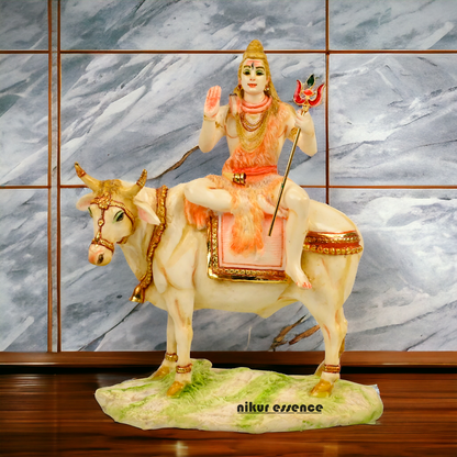Buy Shiva with nandi Statue-11 inch Cultured Marble Nikuressence
