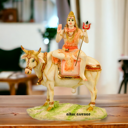 Buy Shiva with nandi Statue-11 inch Cultured Marble Nikuressence
