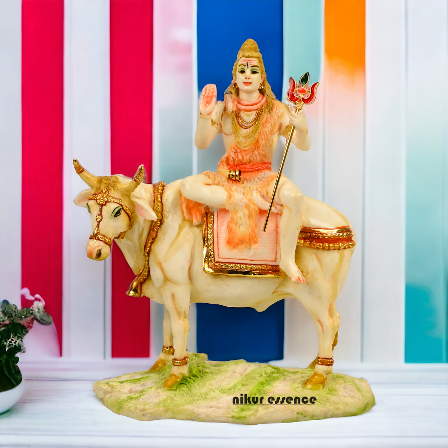 Buy Shiva with nandi Statue-11 inch Cultured Marble Nikuressence