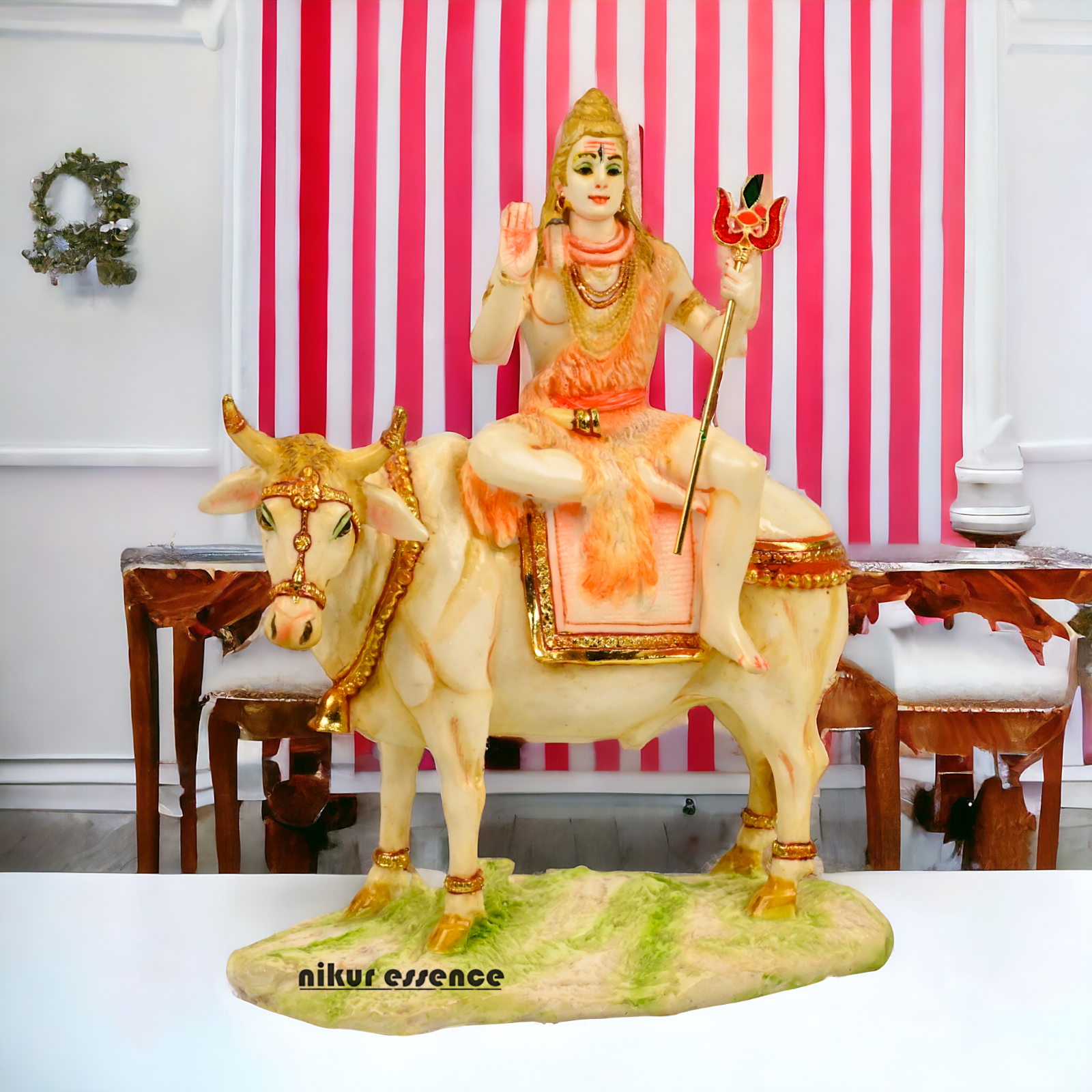 Buy Shiva with nandi Statue-11 inch Cultured Marble Nikuressence