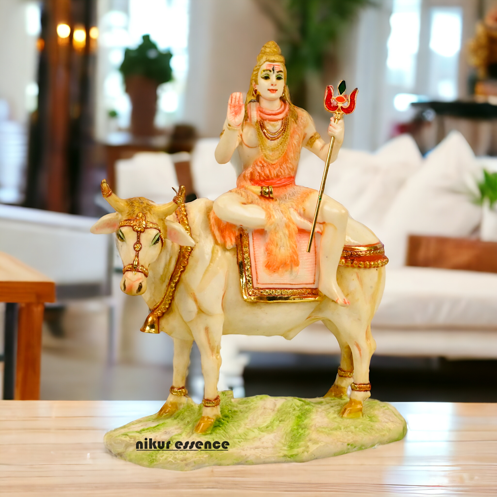 Buy Shiva with nandi Statue-11 inch Cultured Marble Nikuressence